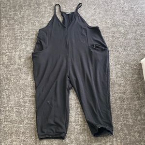 Black Jersey Romper with pockets